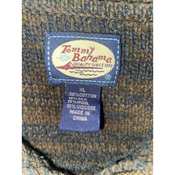 Tommy Bahama Sweater Men’s Quarter Zip Green Brown Sweater Sz X-Large - Picture 3 of 10